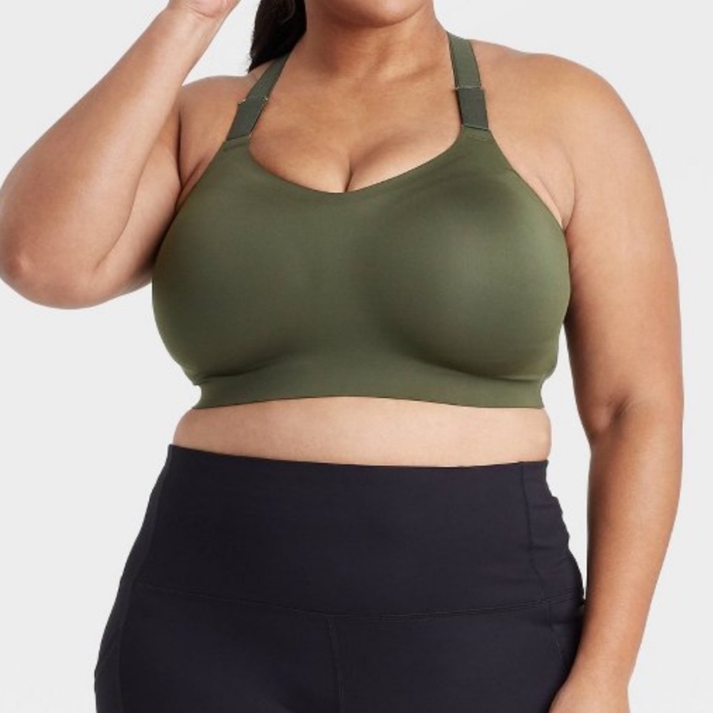 Women's High Support Sports Bra - All in Motion Olive Green 1X